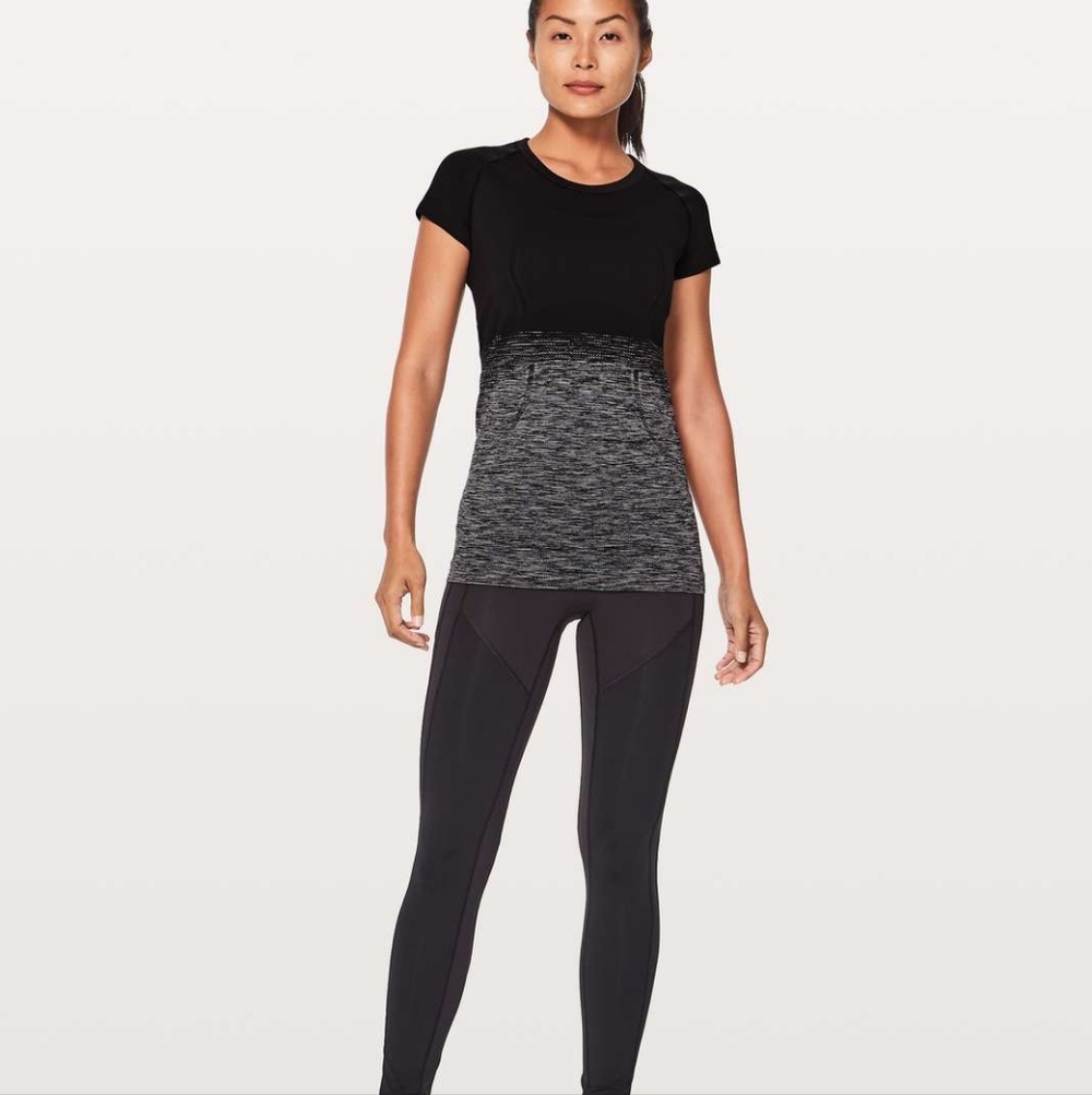 Lululemon Swiftly Tech Short Sleeve Crew Tee T-shirt Black Grey Ombre Size 6 - Picture 14 of 15